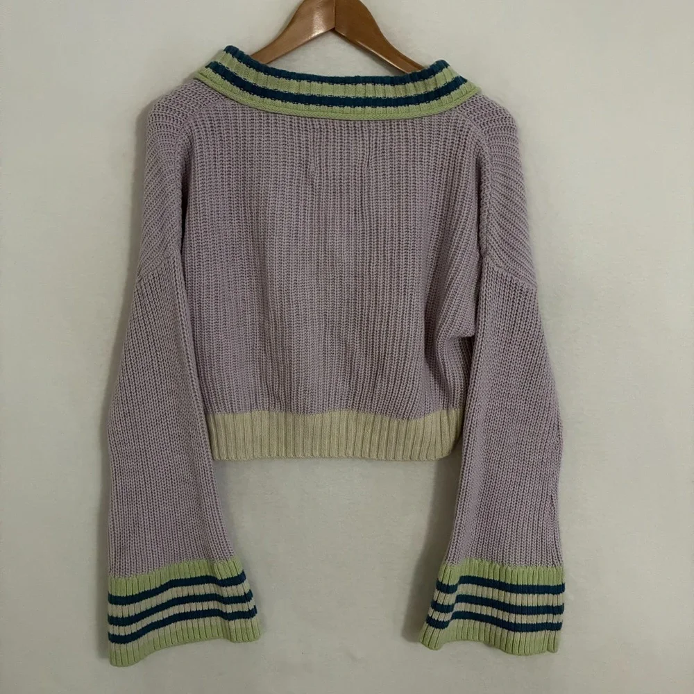 Urban Outfitters Y2K Crop Knit Cardigan Sweater Womens S Boho Festival‎ Hippie